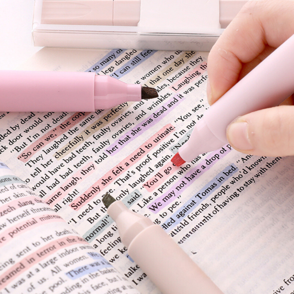 Set 4 Bút Highlight Màu Pastel Retro SHIORI Thân Tròn Giúp Ghi Nhớ trang trí sổ bullet journal văn phòng phẩm