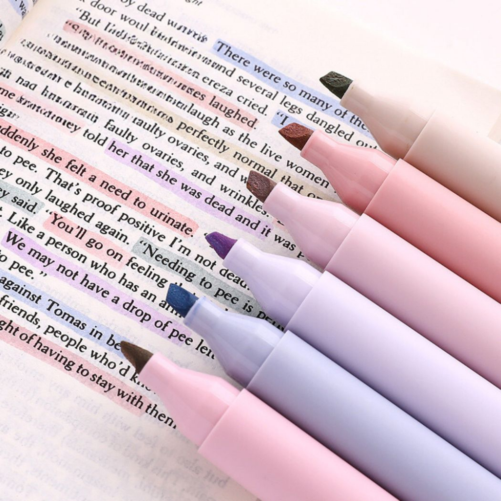 Set 4 Bút Highlight Màu Pastel Retro SHIORI Thân Tròn Giúp Ghi Nhớ trang trí sổ bullet journal văn phòng phẩm