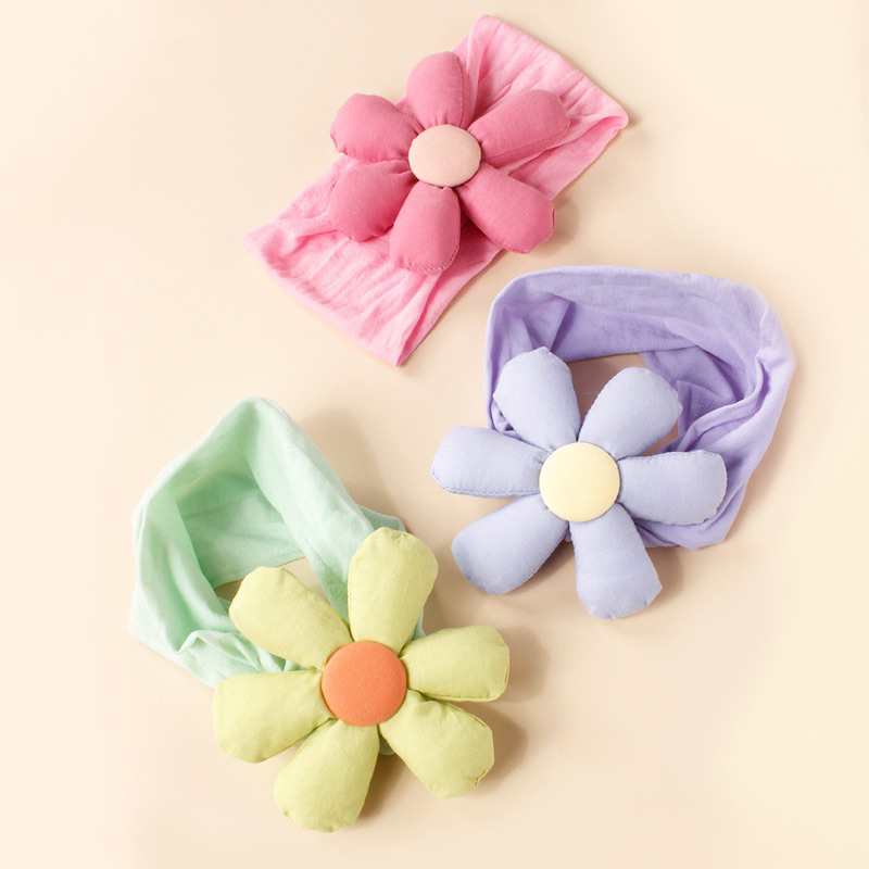 Turban hoa phồng 6 cánh xinh cho bé gái