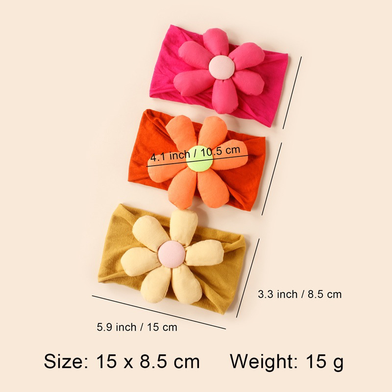 Turban hoa phồng 6 cánh xinh cho bé gái