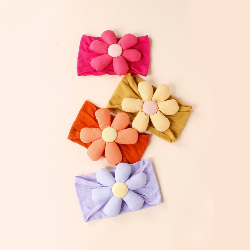 Turban hoa phồng 6 cánh xinh cho bé gái