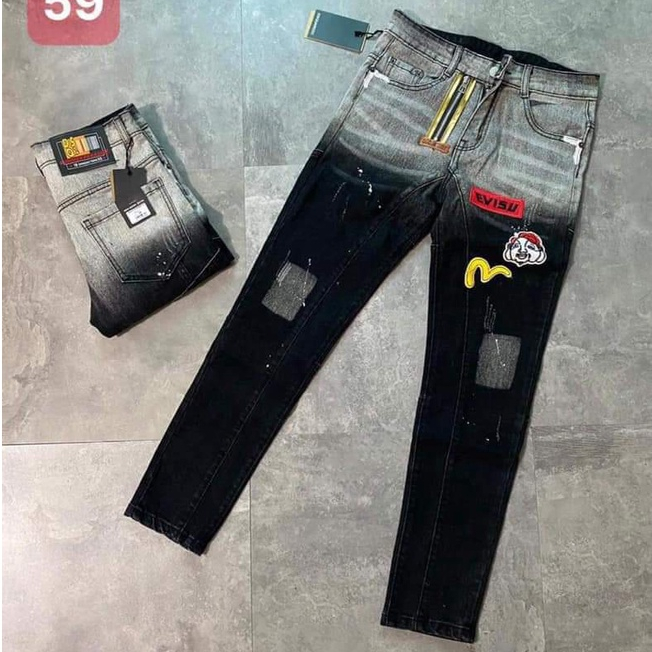 Quần jean nam dài Đen, Xanh vẫy sơn thêu khóa kéo lệch phong cách đẹp mẫu mới 2022, chất vải co giản giá tốt