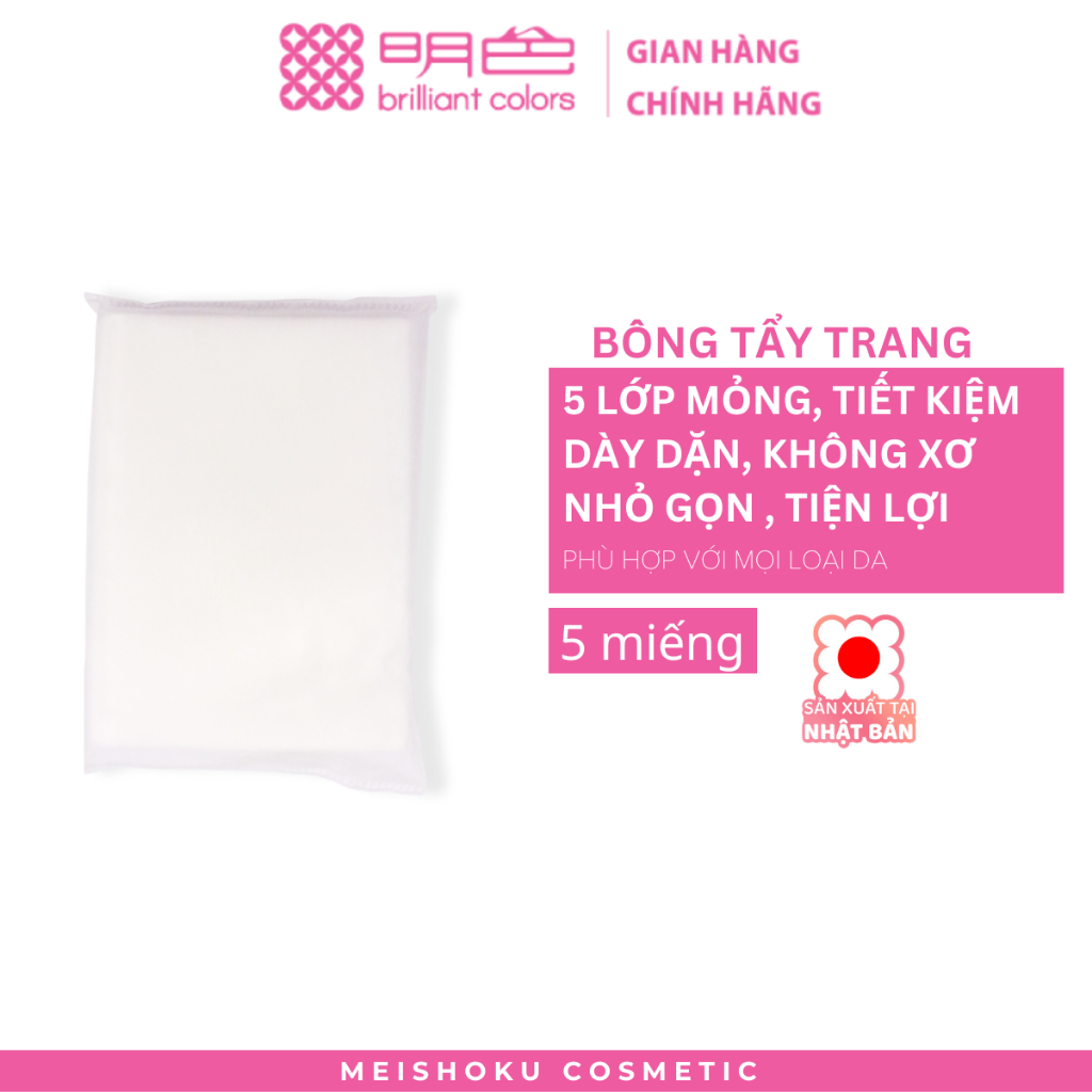 Bông tẩy trang 5 lớp đa năng 100% cotton thiên nhiên Meishoku