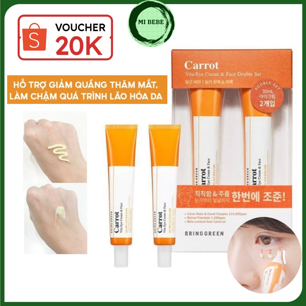 Kem Dưỡng Sáng Da Và Mắt BRING GREEN CARROT VITA EYE CREAM & FACE 30ml