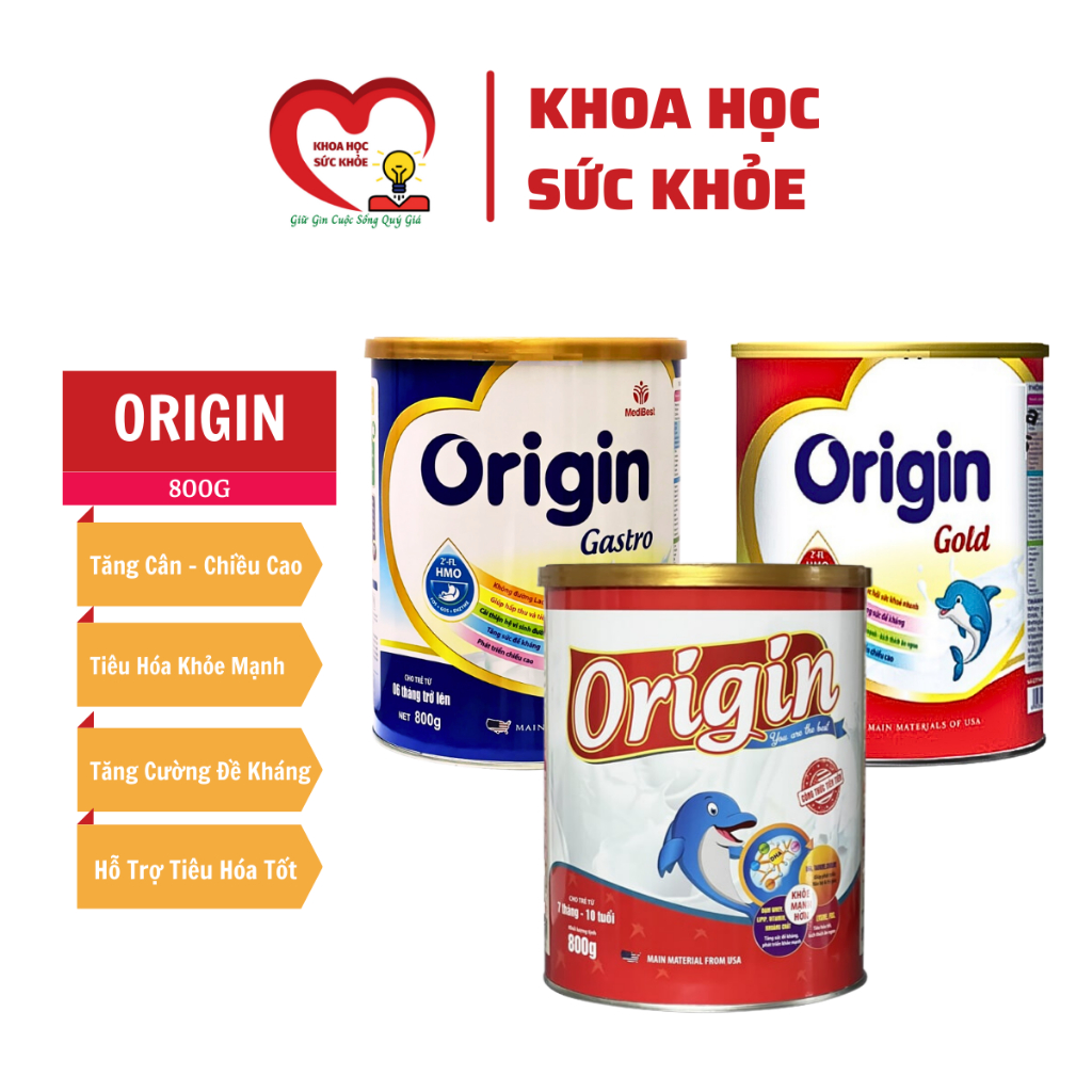 Sữa Origin Baby Gastro Gold 800G - Phát Triển Chiều Cao Cân Nặng Trí Não Tiêu Hóa Khỏe Mạnh khoahocsuckhoe