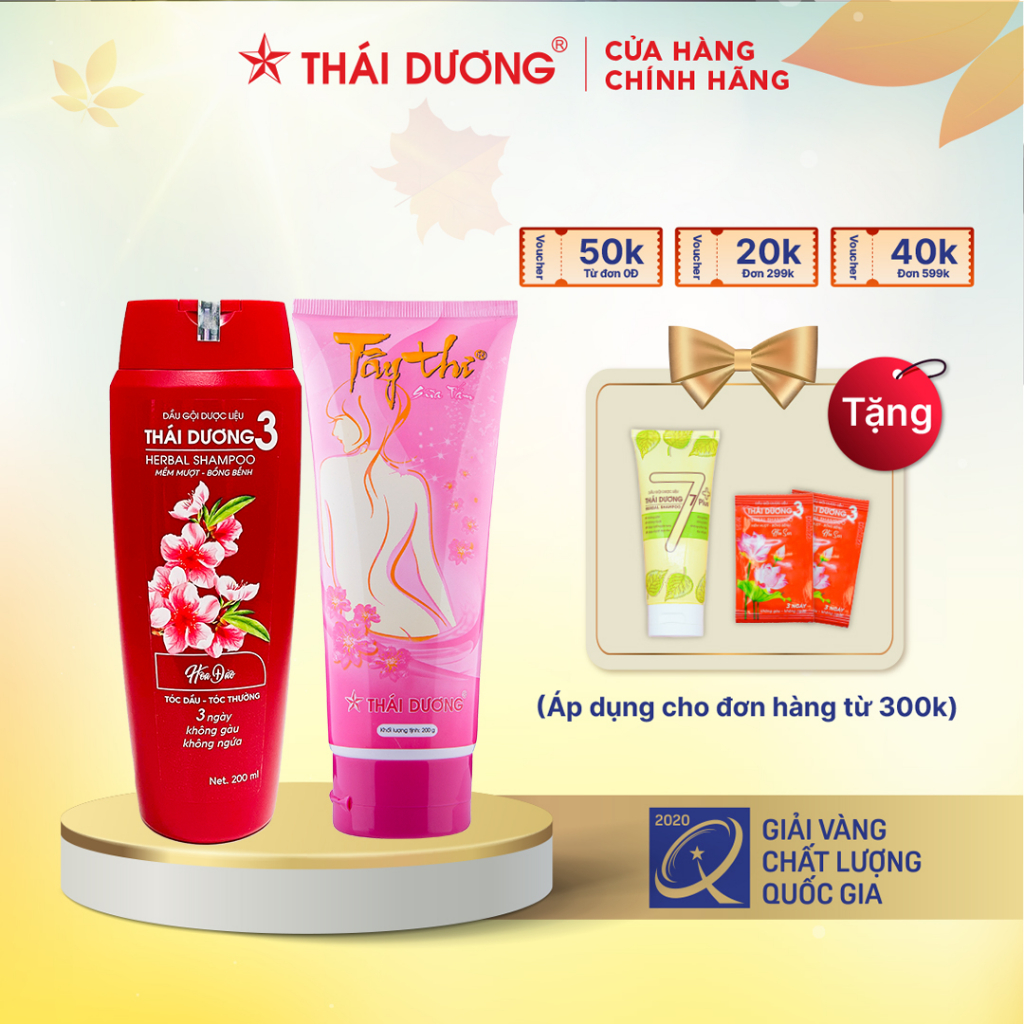 Bộ Dầu gội dược liệu Thái Dương 3 200ml/480ml & Sữa tắm Tây Thi 200ml/480ml - Sao Thái Dương