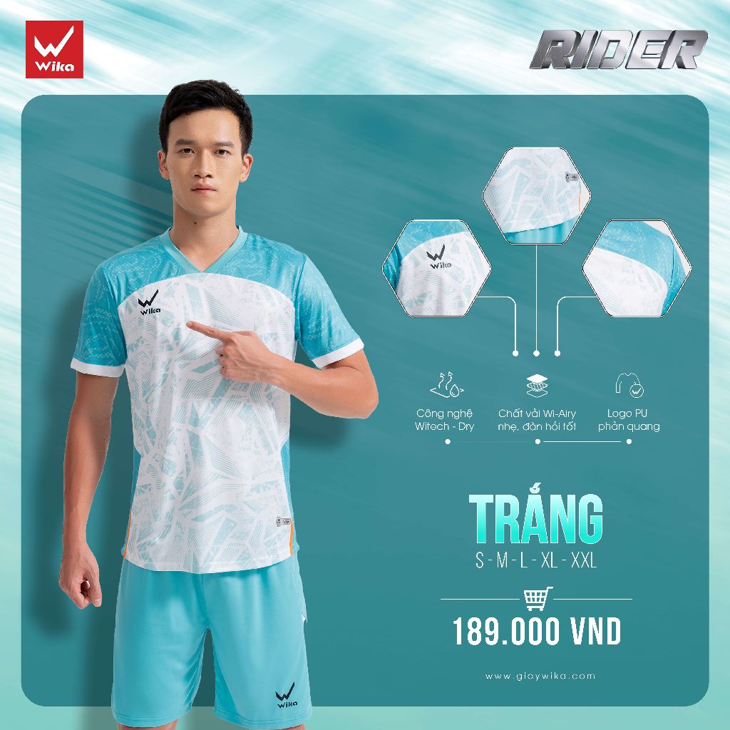 Bộ Quần Áo Đá Bóng Wika Rider Kết Cấu Vải Mềm Mịn, Thoáng Thí Thấm Hút Tốt