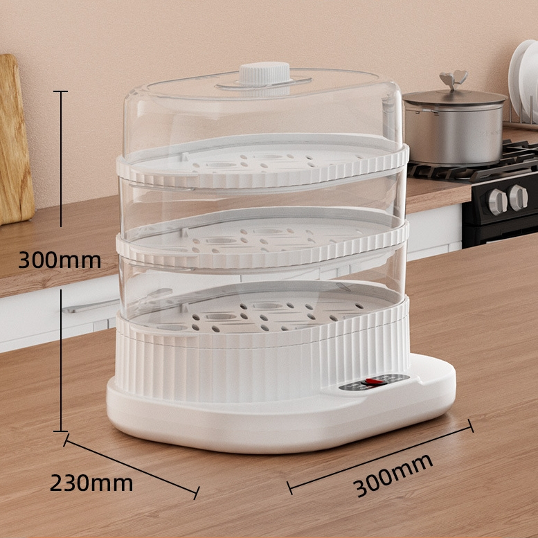 Nồi hấp điện 3 tầng SANDE 10L hâm nóng đồ ăn - Nồi hấp xôi, hấp bánh bao, hấp đồ ăn dặm cho bé - BH 12 Tháng