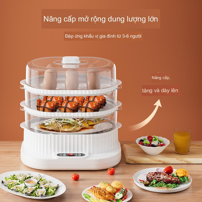 Nồi hấp điện 3 tầng SANDE 10L hâm nóng đồ ăn - Nồi hấp xôi, hấp bánh bao, hấp đồ ăn dặm cho bé - BH 12 Tháng