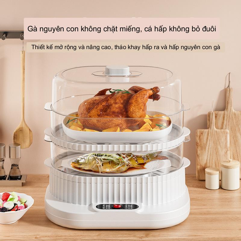 Nồi hấp điện 3 tầng SANDE 10L hâm nóng đồ ăn - Nồi hấp xôi, hấp bánh bao, hấp đồ ăn dặm cho bé - BH 12 Tháng