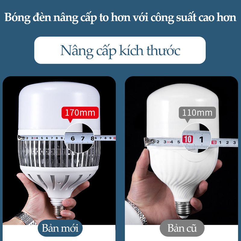 Bóng đèn LED 200W 150W 100W 50W siêu sáng tiết sáng tiết kiệm điện thân kín chống nước mưa Ánh sáng trắng Ốc vít E27
