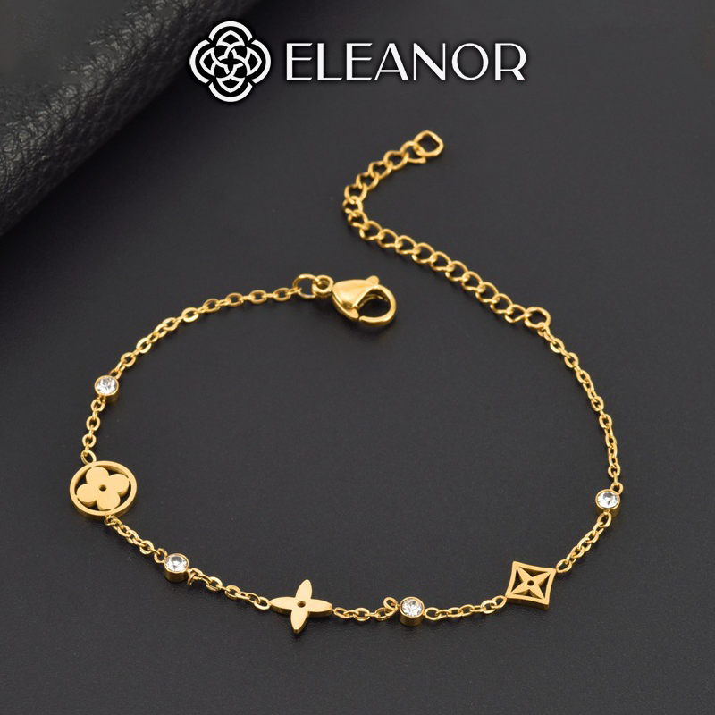 Vòng tay nữ titan Eleanor Accessories hình hoa đính đá phụ kiện trang sức 6142