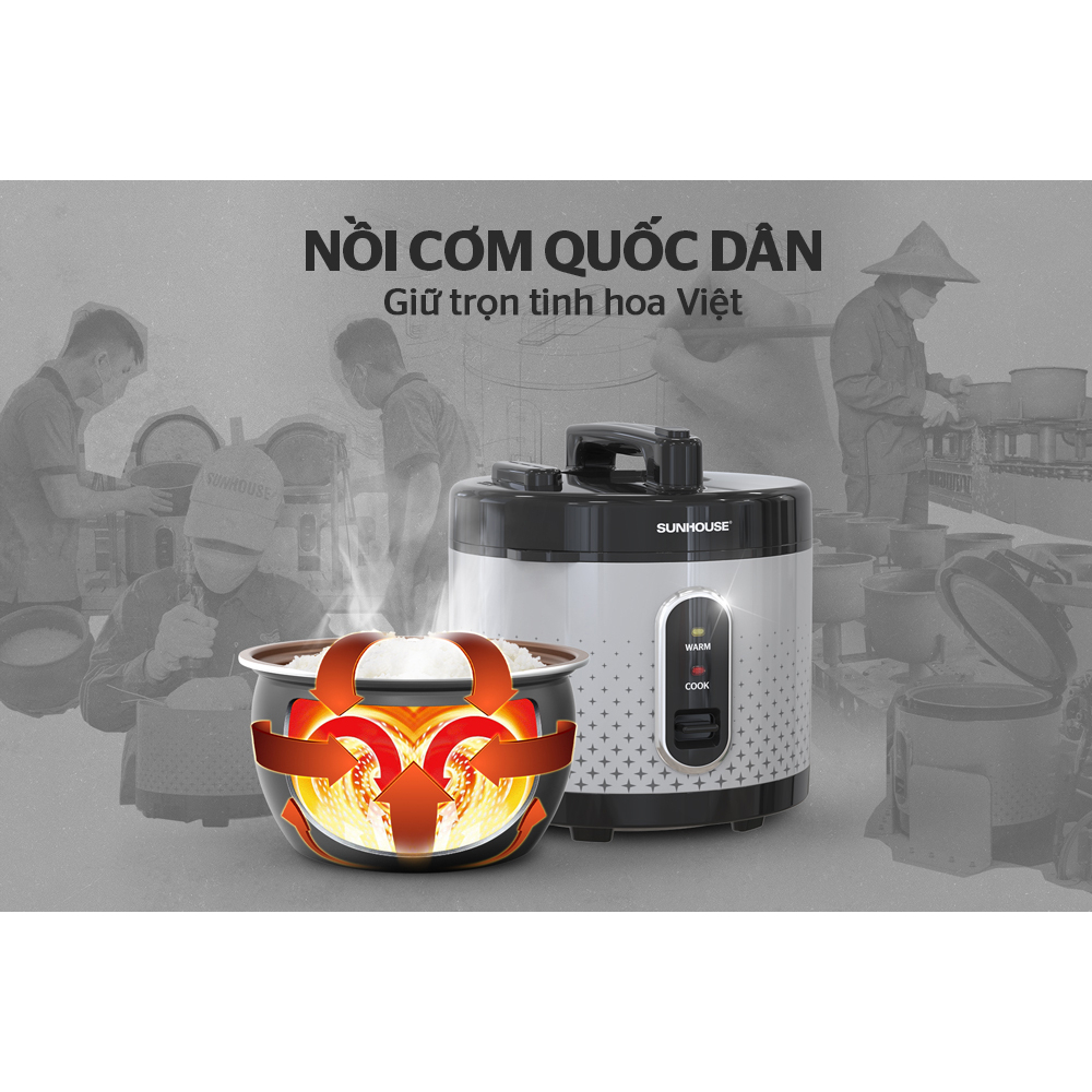 Nồi Cơm Điện 1.8L / 3L Sunhouse SHD8630 SHD8306, Hàng Chính Hãng, Bảo Hành 12 tháng