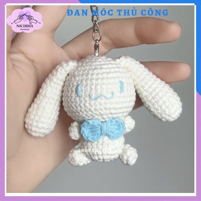 Móc khóa Cinnamoroll Móc khoá gấu đan móc làm từ len nhồi bông ôm Handmde, làm thủ công bằng tay _ làm quà tặng bạn bè