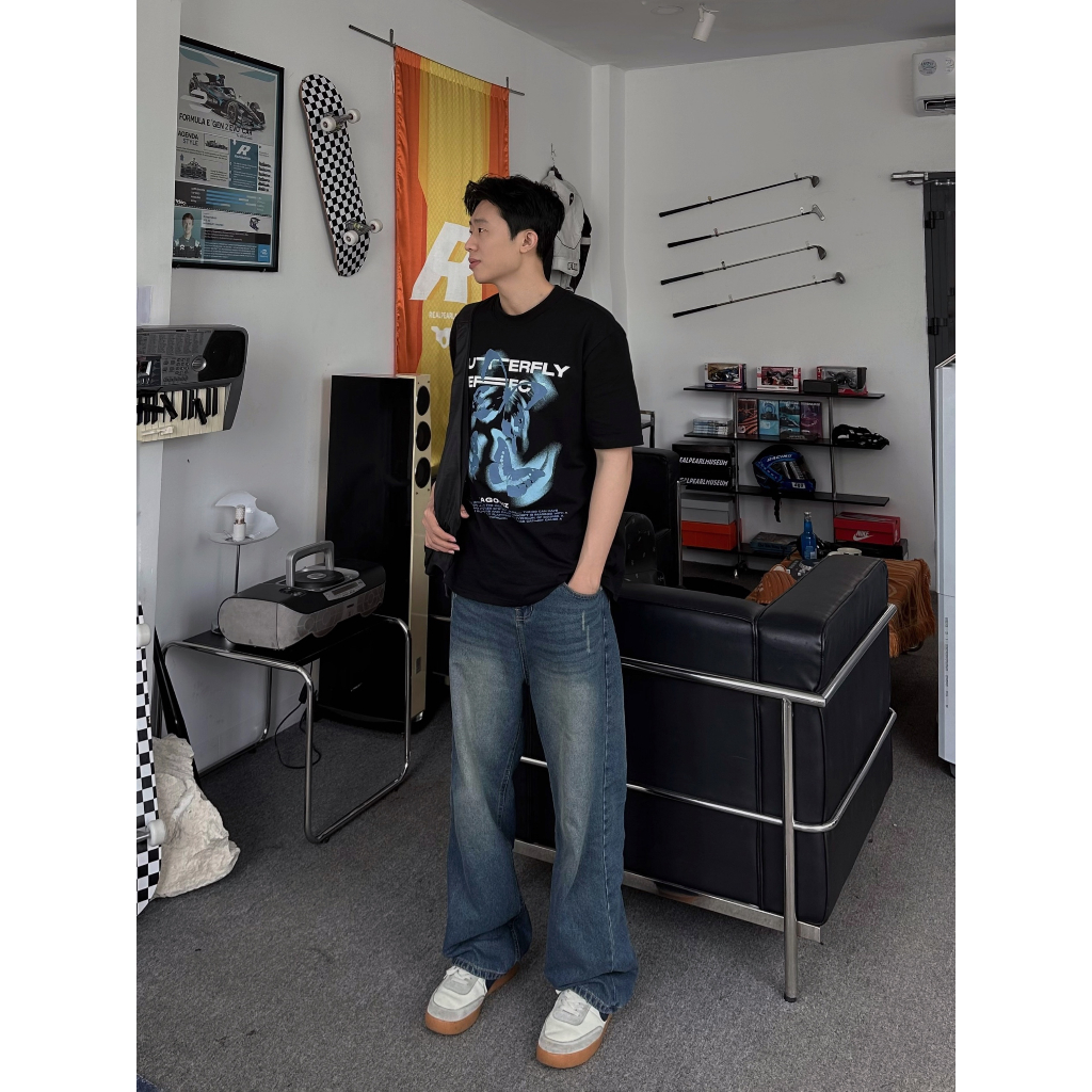 ÁO THUN BUTTERFLY EFFECT SAGONIZ, áo unisex chất liệu cotton co giãn 2 chiều thấm hút mồ hôi