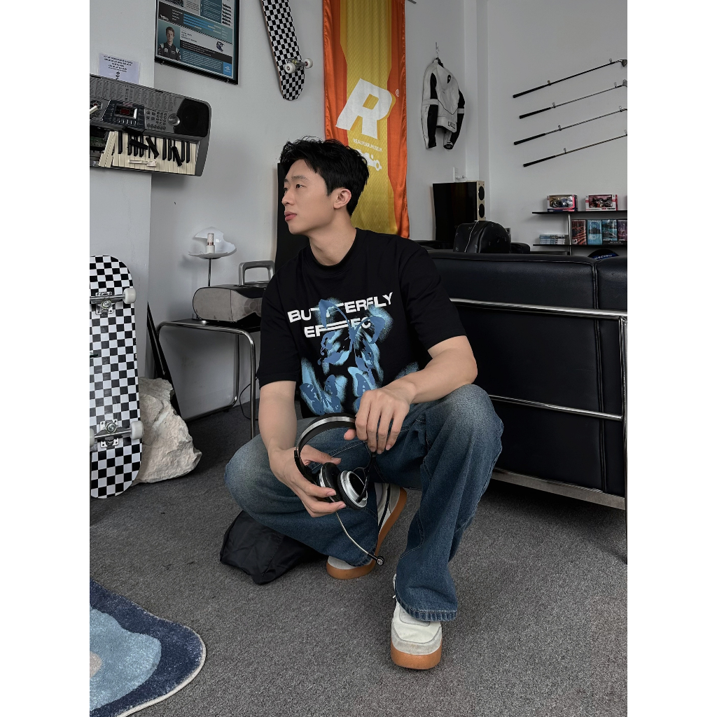 ÁO THUN BUTTERFLY EFFECT SAGONIZ, áo unisex chất liệu cotton co giãn 2 chiều thấm hút mồ hôi