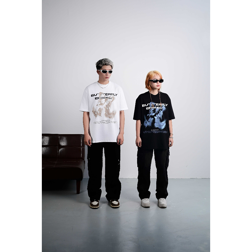 ÁO THUN BUTTERFLY EFFECT SAGONIZ, áo unisex chất liệu cotton co giãn 2 chiều thấm hút mồ hôi