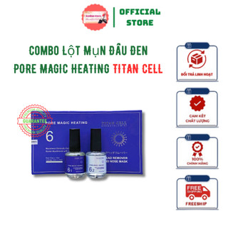 Combo lột mụn đầu đen pore magic heating titan cell, serum lột mụn tặng serum se khít - 15ml