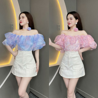 Áo thiết kế a291 áo trễ vai phối bèo - thanh tự