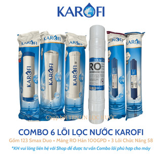 Combo 6 lõi lọc nước karofi gồm lõi 123 smax duo - màng ro - lõi chức năng t33 nano