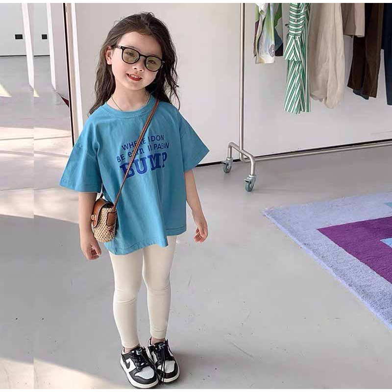 Quần legging dài trơn cho bé gái TANOSA chất thun cotton xuất dư co dãn 4 chiều mềm mịn