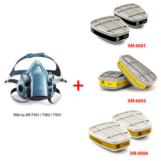 Mặt nạ phòng độc, chống hóa chất 3m 7501/7502/7503 + phin lọc 3m 6001/6003/6006 - phun sơn, phun thuốc trừ sâu