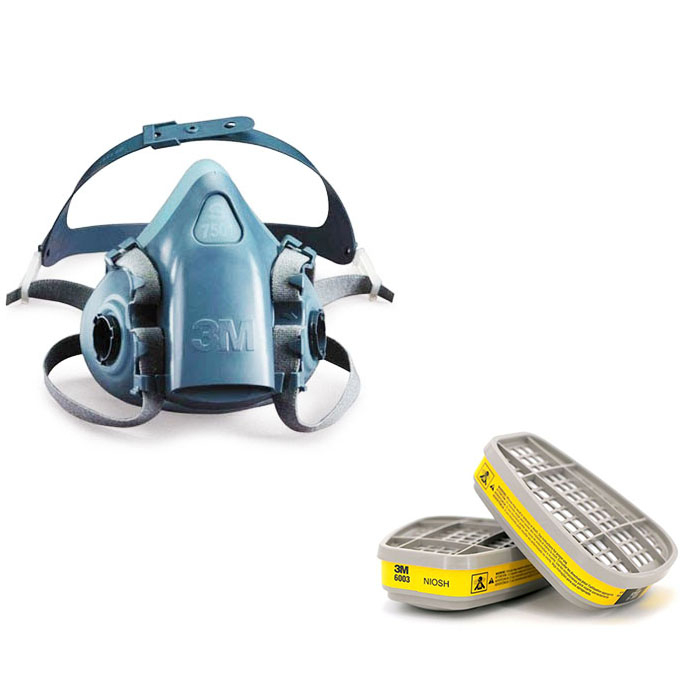 Mặt nạ phòng độc, chống hóa chất 3M 7501/7502/7503 + phin lọc 3M 6001/6003/6006 - phun sơn, phun thuốc trừ sâu
