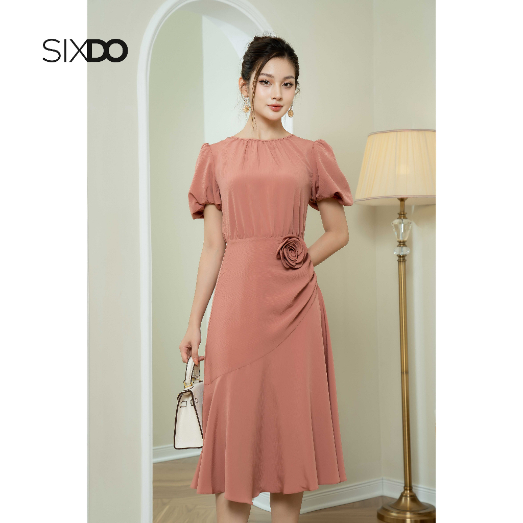 Đầm midi SIXDO (Midi Woven Dress With Flower)