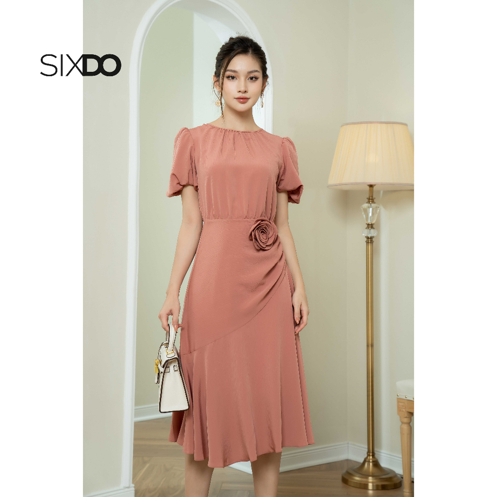 Đầm midi SIXDO (Midi Woven Dress With Flower)