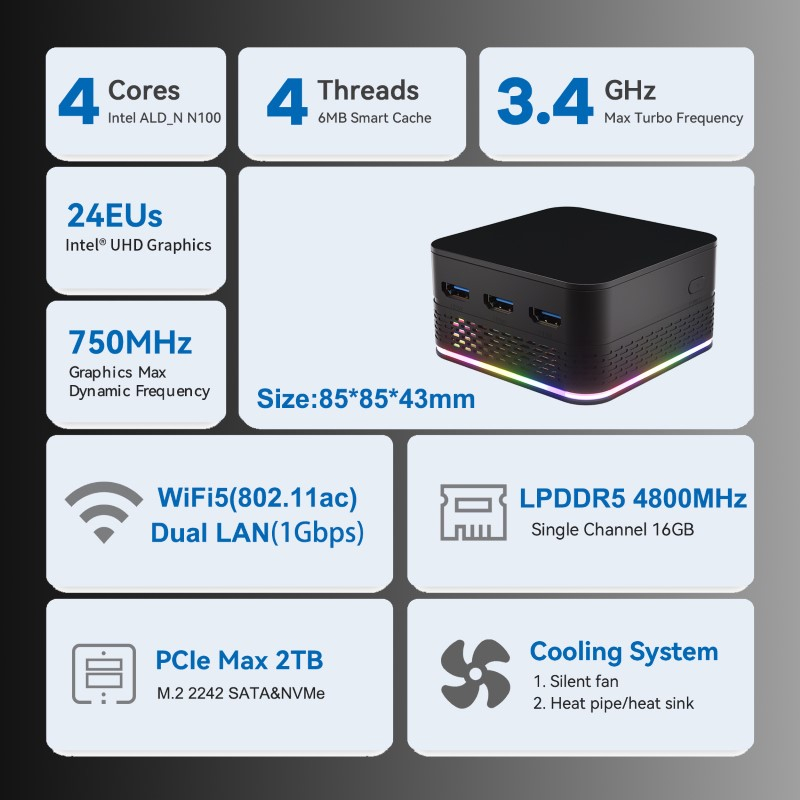 Máy Tính Siêu Nhỏ Ultra Mini T9 PLUS - Intel thế hệ 12 Alder Lake N100 - Hỗ Trợ Xuất Hình 4K 60hz | BigBuy360 - bigbuy360.vn