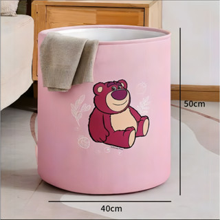 (Sẵn HCM-Hỏa tốc) Sọt Vải Canvas Disney Đựng Quần Áo, Đựng Đồ Size Lớn Họa Tiết Gấu Dâu Lotso Màu Hồng Có Thể Gấp Gọn