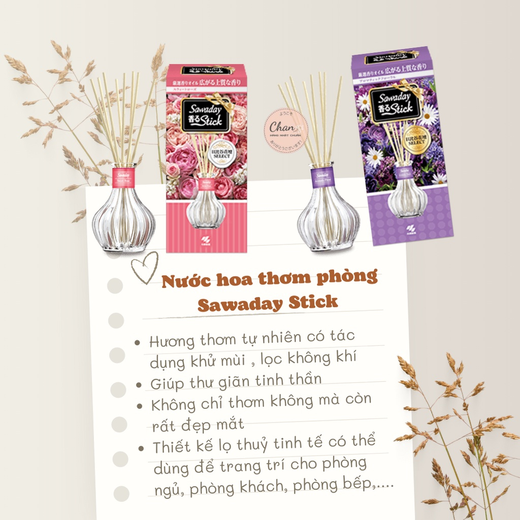 Tinh dầu cắm thơm phòng Sawaday Stick hương hoa Nhật Bản 70ml