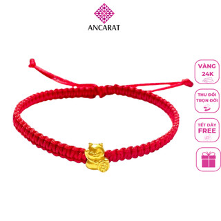 Vòng tay trang sức mèo chiêu tài vàng 24k may mắn Tết dây hanmade Ancarat