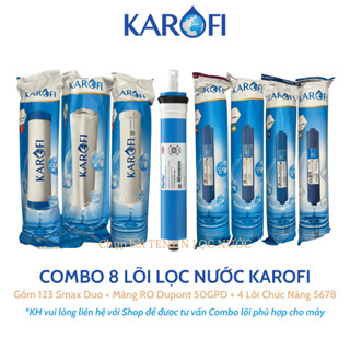 Combo 8 Lõi Lọc Nước Karofi Gồm Lõi 123 Smax Duo - Màng RO Dupont 50GPD - Lõi Chức Năng T33 Mineral Far Nano