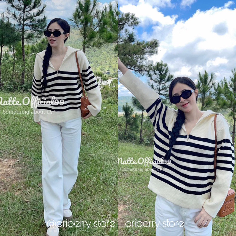 (Order) Áo Len Z.A.R.A Xuất Dư Kẻ Ngang Tay Dài Mùa Đông Cho Nữ