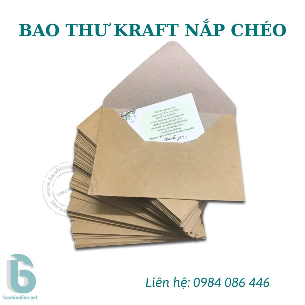 1 CÁI BAO THƯ KRAFT VIỆT NẮP CHÉO 25x35 CM  CÓ SẴN - BAOBIONLINE