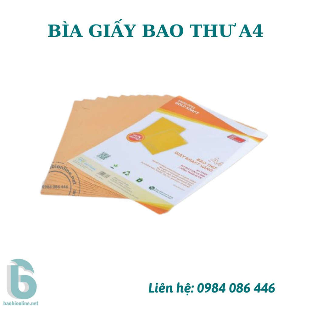 50 BAO THƯ  100GSM VÀNG NGHỆ NẮP NGANG 25x35 CM CÓ SẴN - BAOBIONLINE