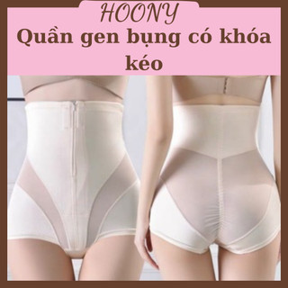 Quần gen nữ cạp cao chất lụa mỏng có kéo khóa HOONY