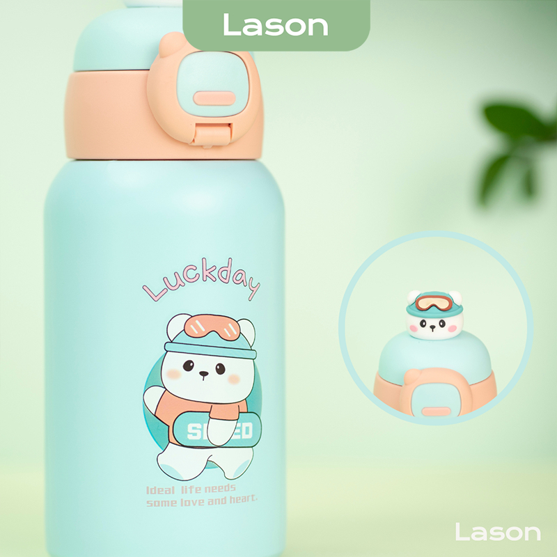 Bình nước giữ nhiệt trẻ em Lason Animal, giữ nhiệt lên đến 8 tiếng, có vòi mút tiện lợi BN-GN11