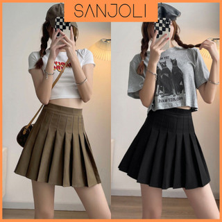Chân Váy Xếp Ly Ngắn SANJOLI Nữ Công Sở Tennis Dáng Xòe Chữ A Ôm Body Hàn Quốc Màu Đen Nâu CV003