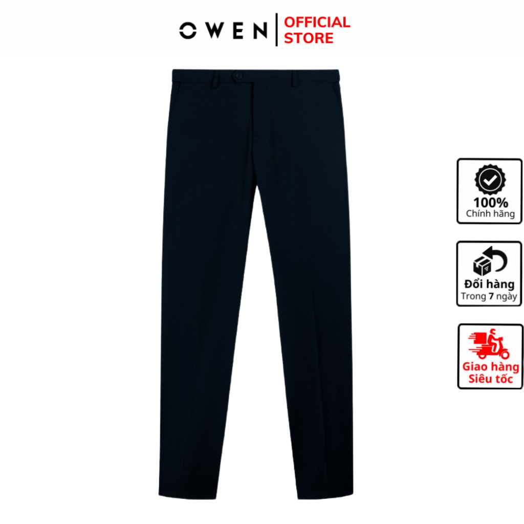 Quần âu tây nam công sở cao cấp OWEN QRT231507  màu xanh navy vải polyester mềm mát