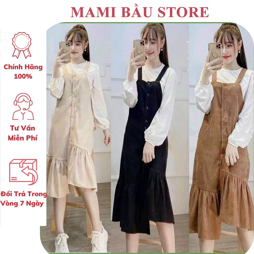 SÉT VÁY YẾM BẦU-ĐẦM BẦU THU ĐÔNG VẢI NHUNG TĂM GIÁ RẺ THIẾT KẾ YẾM RỜI CHÂN ĐUỖI CÁ VẠT LỆCH