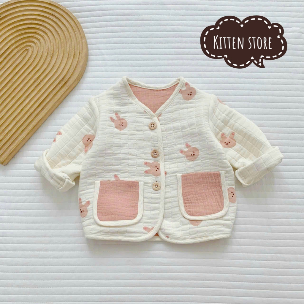 Áo Trần Bông Chất Xô Muslin Họa Tiết Siêu Xinh Cho Bé - Kitten Store