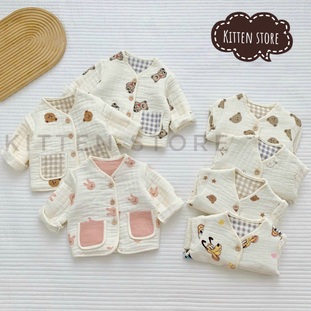 Áo Trần Bông Chất Xô Muslin Họa Tiết Siêu Xinh Cho Bé - Kitten Store
