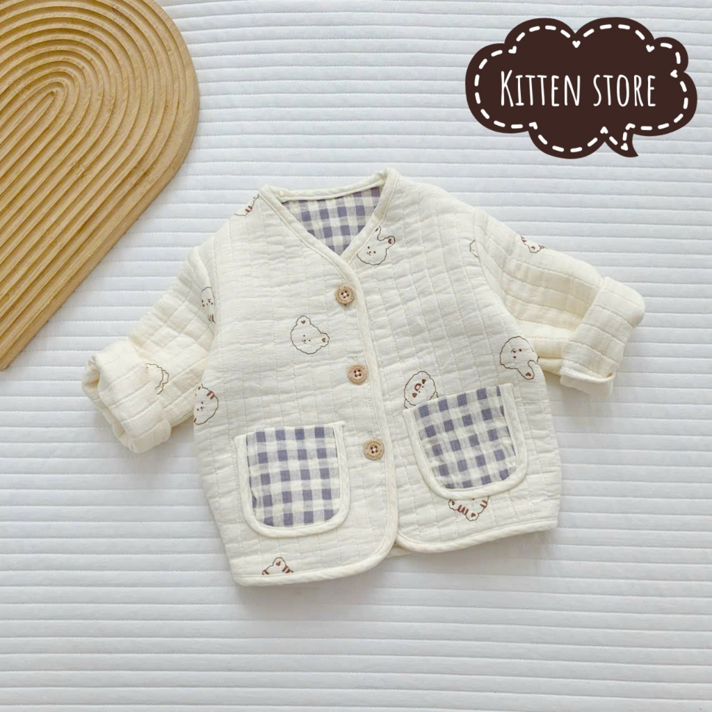 Áo Trần Bông Chất Xô Muslin Họa Tiết Siêu Xinh Cho Bé - Kitten Store