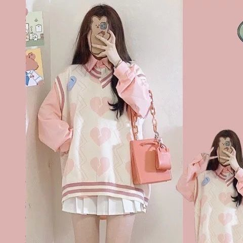 Áo gile len trái tim, Áo len nữ đẹp thời trang điệu đà nữ tính phong cách ulzzang SIÊU ĐÁNG YÊU | BigBuy360 - bigbuy360.vn