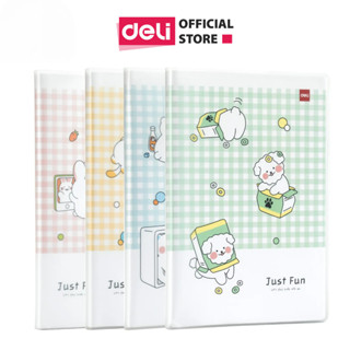 Sổ tay ghi chép Deli dán gáy 174x252mm hình ảnh chó mèo 12K 144 trang có bọc bìa
