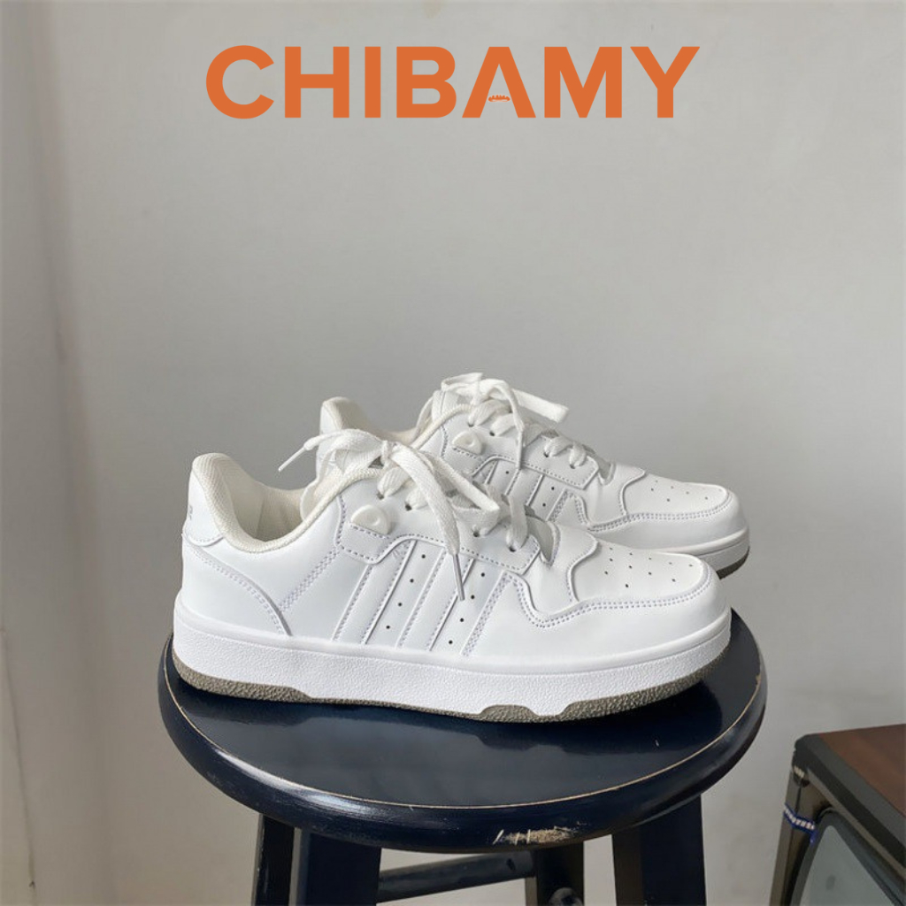 Giày thể thao nữ trắng Retro da lì, đế cao 3cm Full Box