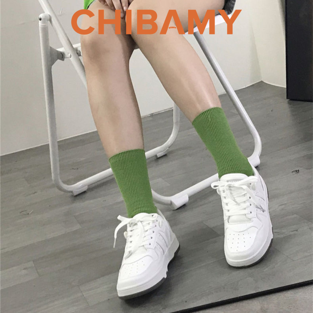 Giày thể thao nữ trắng Retro da lì, đế cao 3cm Full Box