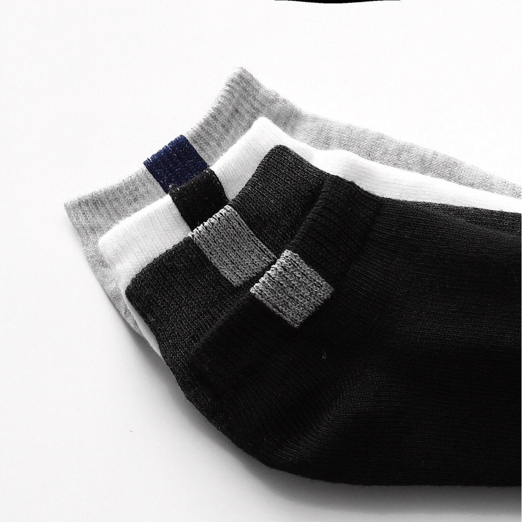 Tất Vớ Nam Nữ Cổ Ngắn Basic Trơn Cotton Thun Mát Dày Dặn Thấm Hút Mồ Hôi Phong Cách Hàn Quốc T06